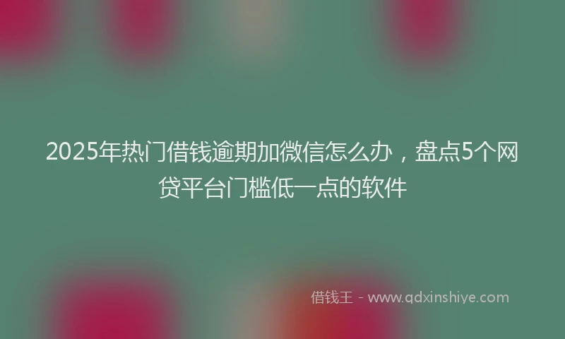 2025年热门借钱逾期加微信怎么办，盘点5个网贷平台门槛低一点的软件