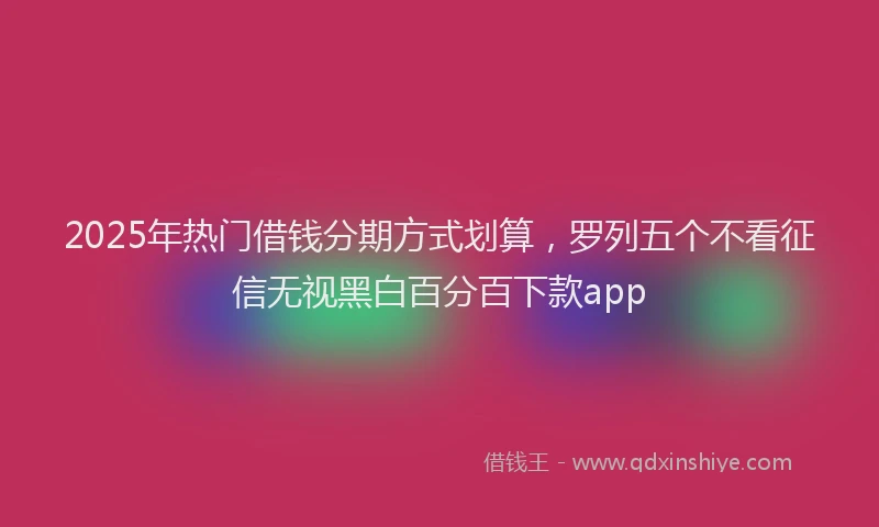 2025年热门借钱分期方式划算，罗列五个不看征信无视黑白百分百下款app
