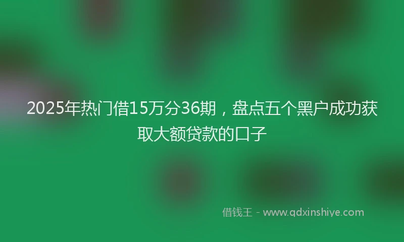 2025年热门借15万分36期，盘点五个黑户成功获取大额贷款的口子