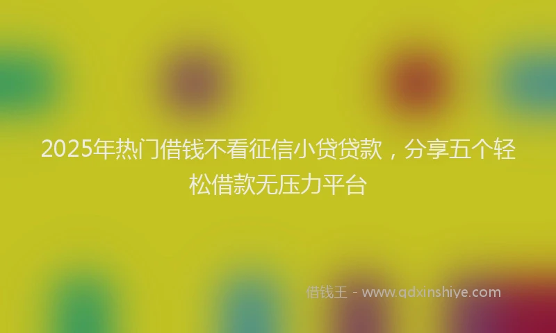 2025年热门借钱不看征信小贷贷款，分享五个轻松借款无压力平台