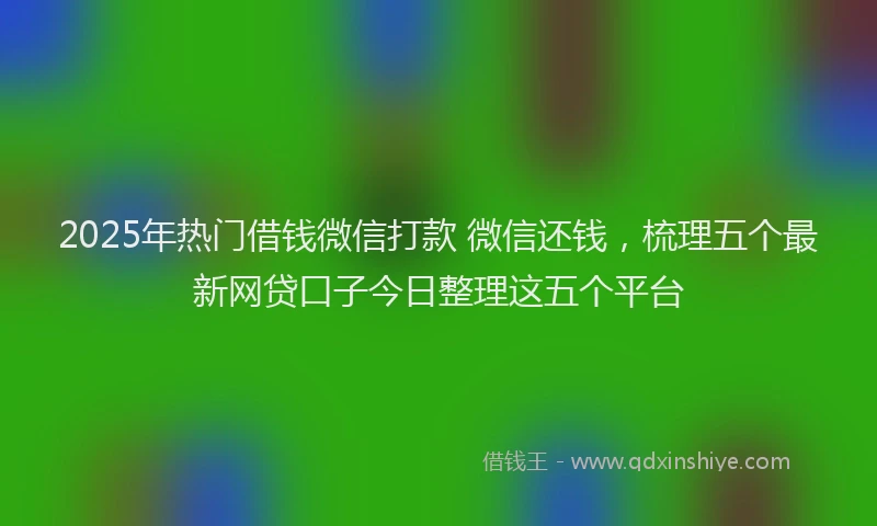 2025年热门借钱微信打款 微信还钱，梳理五个最新网贷口子今日整理这五个平台
