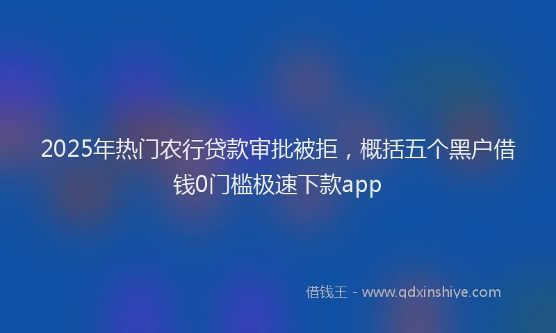 2025年热门农行贷款审批被拒，概括五个黑户借钱0门槛极速下款app