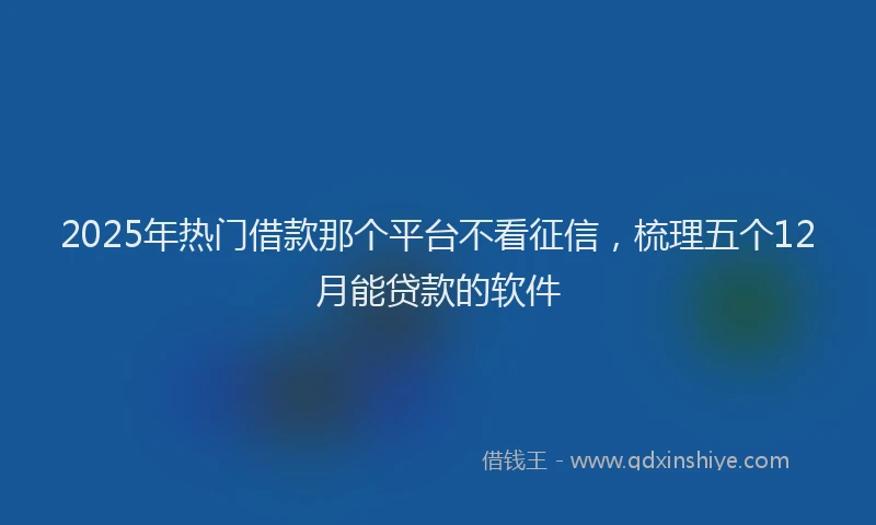 2025年热门借款那个平台不看征信，梳理五个12月能贷款的软件