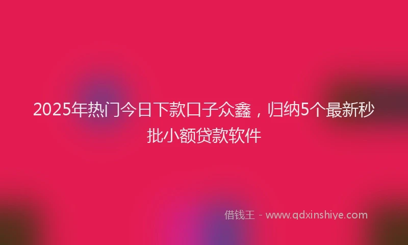 2025年热门今日下款口子众鑫，归纳5个最新秒批小额贷款软件