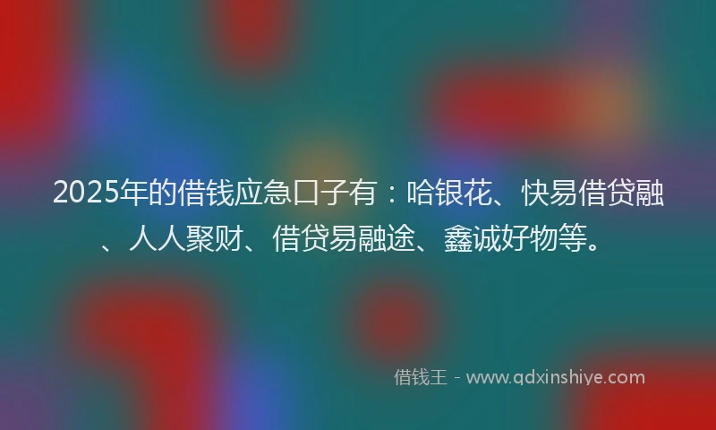2025年的借钱应急口子有：哈银花、快易借贷融、人人聚财、借贷易融途、鑫诚好物等。