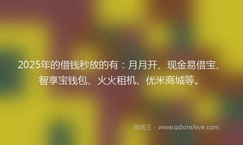 2025年的借钱秒放的有：月月开、现金易借宝、智享宝钱包、火火租机、优米商城等。