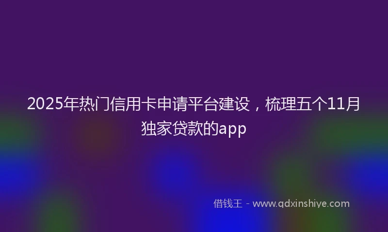 2025年热门信用卡申请平台建设，梳理五个11月独家贷款的app