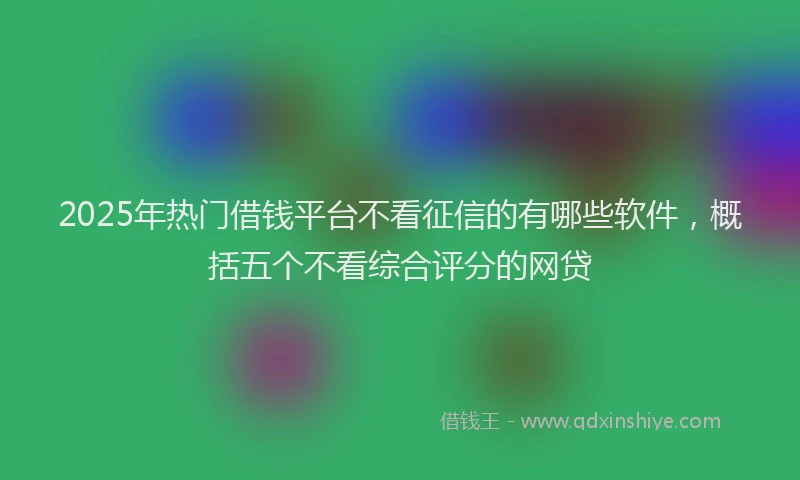 2025年热门借钱平台不看征信的有哪些软件，概括五个不看综合评分的网贷