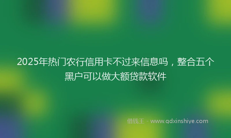 2025年热门农行信用卡不过来信息吗，整合五个黑户可以做大额贷款软件