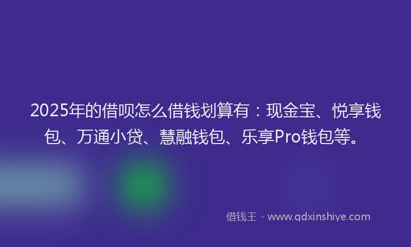 2025年的借呗怎么借钱划算有：现金宝、悦享钱包、万通小贷、慧融钱包、乐享Pro钱包等。