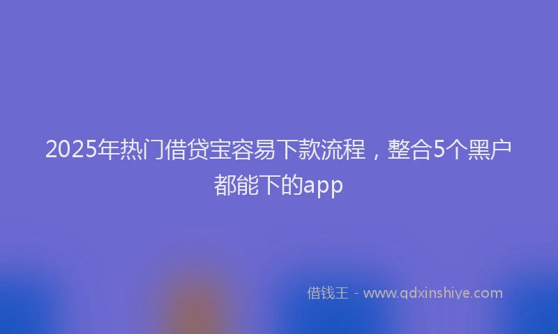 2025年热门借贷宝容易下款流程，整合5个黑户都能下的app