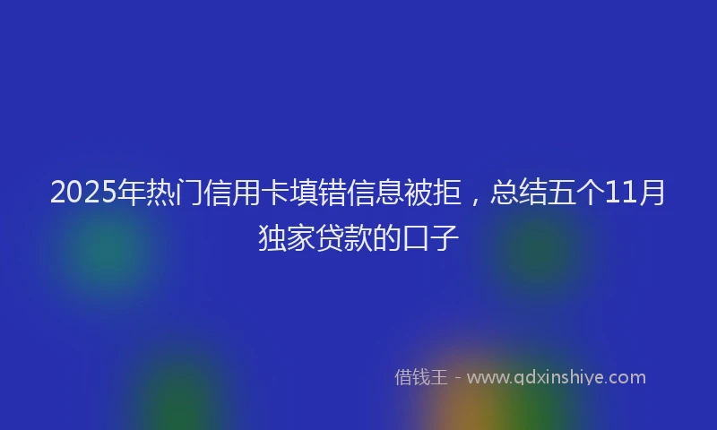 2025年热门信用卡填错信息被拒，总结五个11月独家贷款的口子