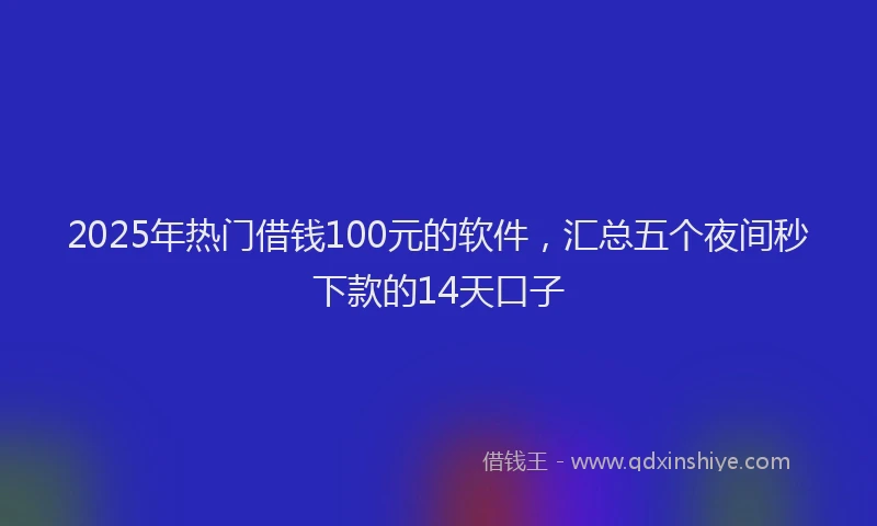 2025年热门借钱100元的软件，汇总五个夜间秒下款的14天口子