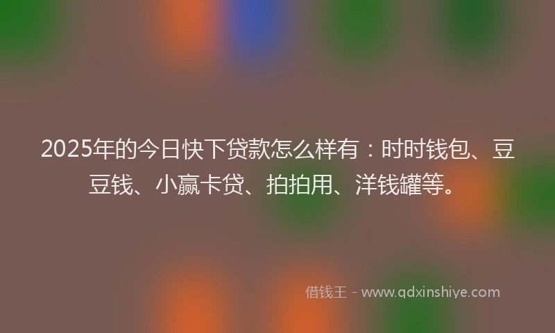 2025年的今日快下贷款怎么样有：时时钱包、豆豆钱、小赢卡贷、拍拍用、洋钱罐等。