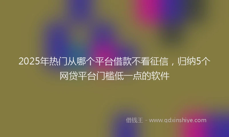 2025年热门从哪个平台借款不看征信，归纳5个网贷平台门槛低一点的软件