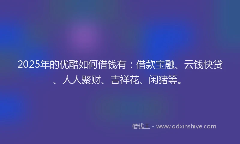 2025年的优酷如何借钱有：借款宝融、云钱快贷、人人聚财、吉祥花、闲猪等。