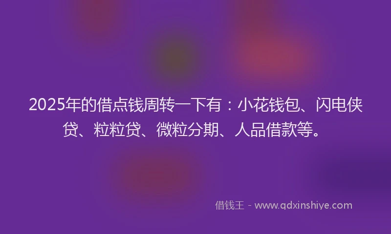 2025年的借点钱周转一下有：小花钱包、闪电侠贷、粒粒贷、微粒分期、人品借款等。