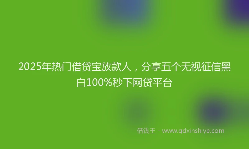 2025年热门借贷宝放款人，分享五个无视征信黑白100%秒下网贷平台