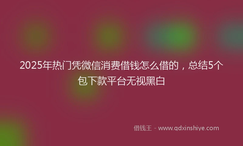 2025年热门凭微信消费借钱怎么借的，总结5个包下款平台无视黑白