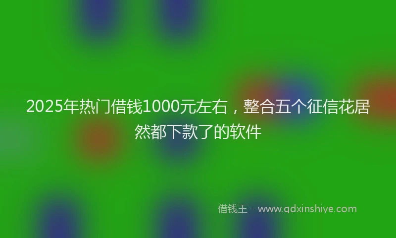 2025年热门借钱1000元左右，整合五个征信花居然都下款了的软件