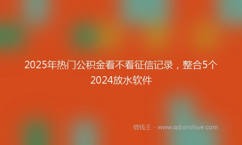 2025年热门公积金看不看征信记录，整合5个2024放水软件