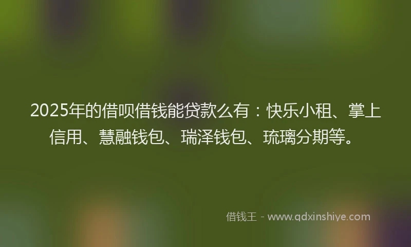 2025年的借呗借钱能贷款么有：快乐小租、掌上信用、慧融钱包、瑞泽钱包、琉璃分期等。