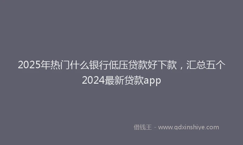 2025年热门什么银行低压贷款好下款，汇总五个2024最新贷款app