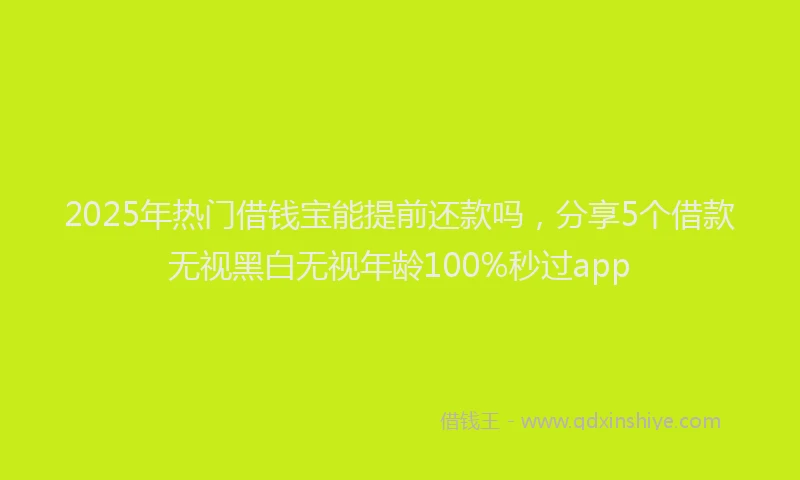2025年热门借钱宝能提前还款吗，分享5个借款无视黑白无视年龄100%秒过app