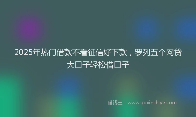 2025年热门借款不看征信好下款，罗列五个网贷大口子轻松借口子