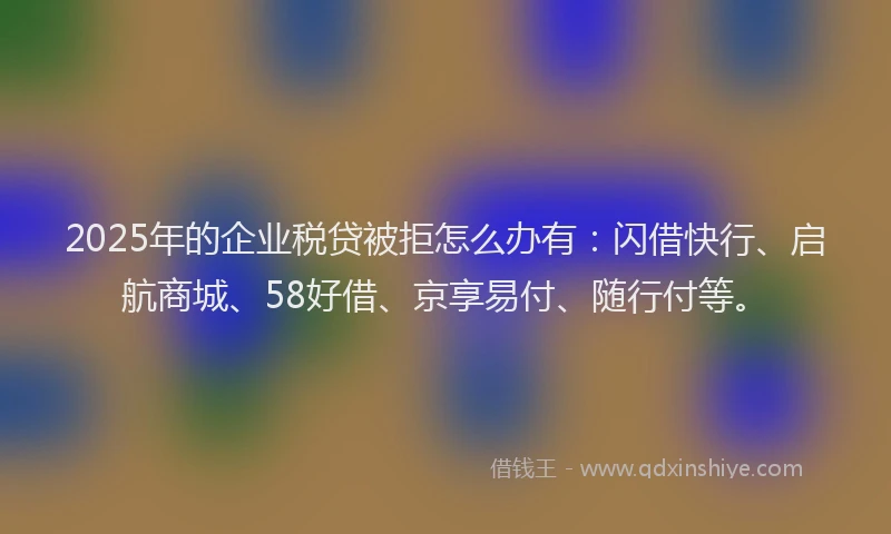 2025年的企业税贷被拒怎么办有：闪借快行、启航商城、58好借、京享易付、随行付等。