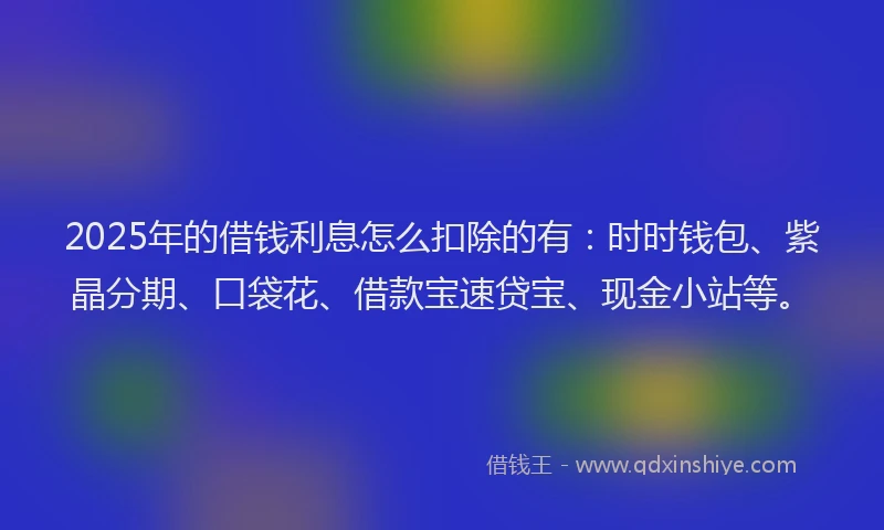 2025年的借钱利息怎么扣除的有：时时钱包、紫晶分期、口袋花、借款宝速贷宝、现金小站等。