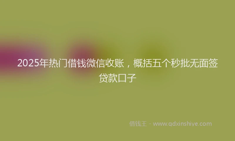 2025年热门借钱微信收账，概括五个秒批无面签贷款口子
