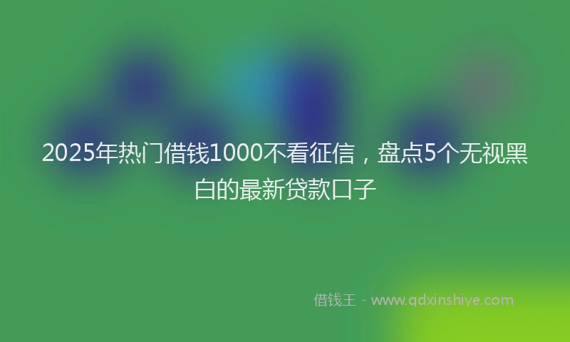 2025年热门借钱1000不看征信，盘点5个无视黑白的最新贷款口子