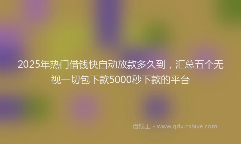 2025年热门借钱快自动放款多久到，汇总五个无视一切包下款5000秒下款的平台