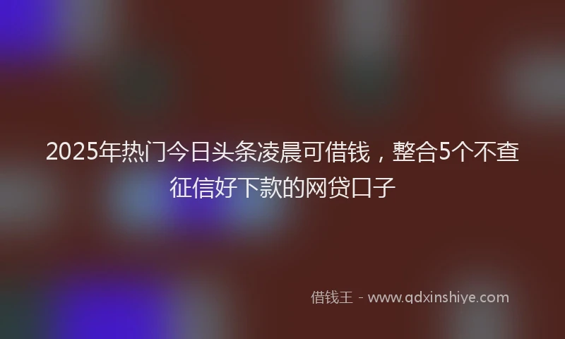 2025年热门今日头条凌晨可借钱，整合5个不查征信好下款的网贷口子