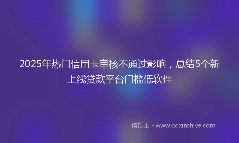 2025年热门信用卡审核不通过影响，总结5个新上线贷款平台门槛低软件
