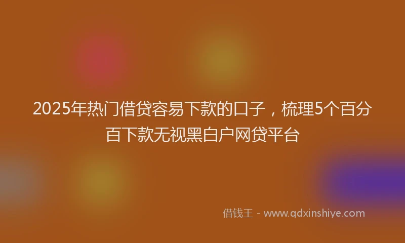 2025年热门借贷容易下款的口子，梳理5个百分百下款无视黑白户网贷平台