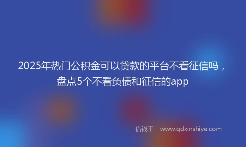 2025年热门公积金可以贷款的平台不看征信吗，盘点5个不看负债和征信的app