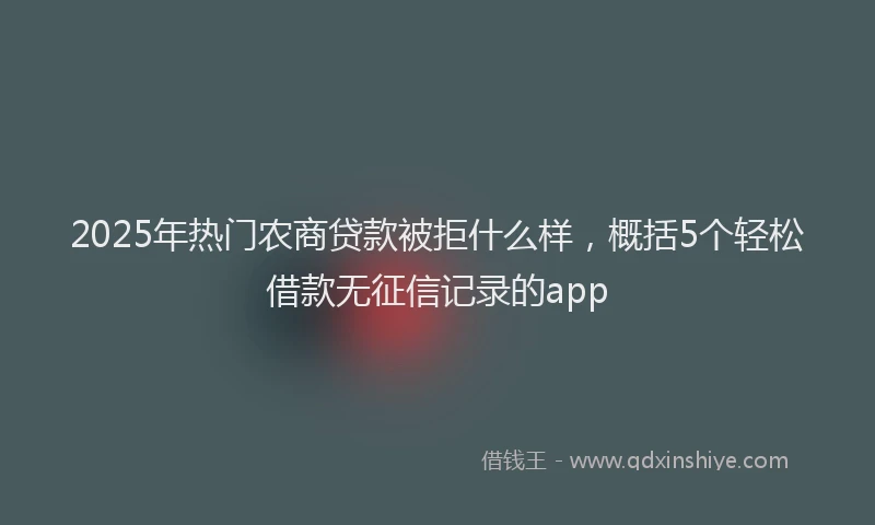 2025年热门农商贷款被拒什么样，概括5个轻松借款无征信记录的app