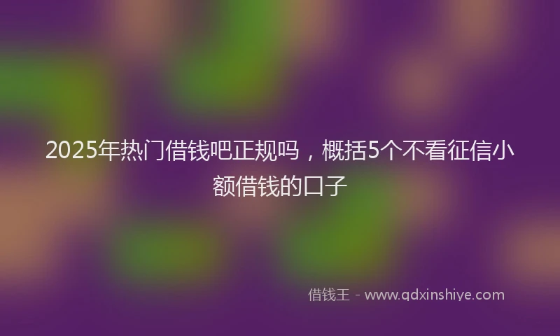 2025年热门借钱吧正规吗，概括5个不看征信小额借钱的口子