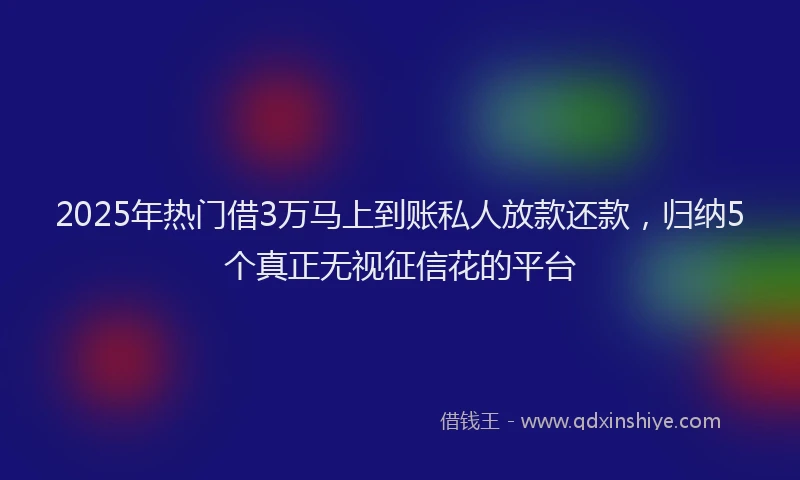 2025年热门借3万马上到账私人放款还款，归纳5个真正无视征信花的平台