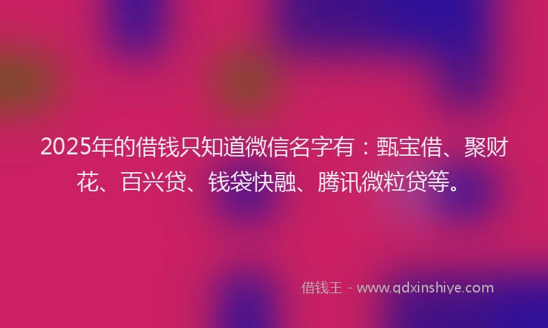 2025年的借钱只知道微信名字有：甄宝借、聚财花、百兴贷、钱袋快融、腾讯微粒贷等。