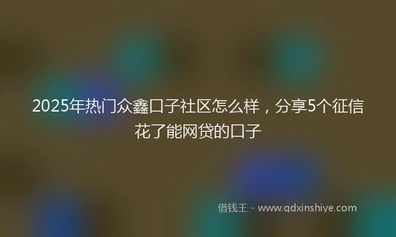 2025年热门众鑫口子社区怎么样，分享5个征信花了能网贷的口子