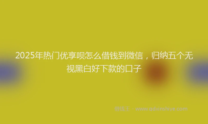 2025年热门优享呗怎么借钱到微信，归纳五个无视黑白好下款的口子