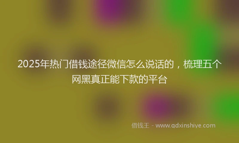 2025年热门借钱途径微信怎么说话的，梳理五个网黑真正能下款的平台