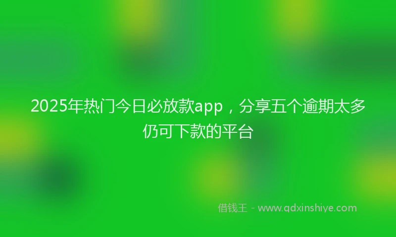2025年热门今日必放款app，分享五个逾期太多仍可下款的平台