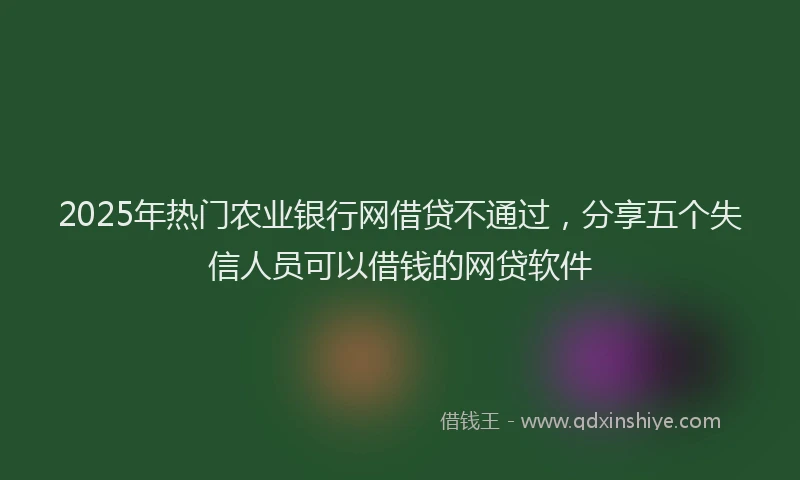 2025年热门农业银行网借贷不通过，分享五个失信人员可以借钱的网贷软件