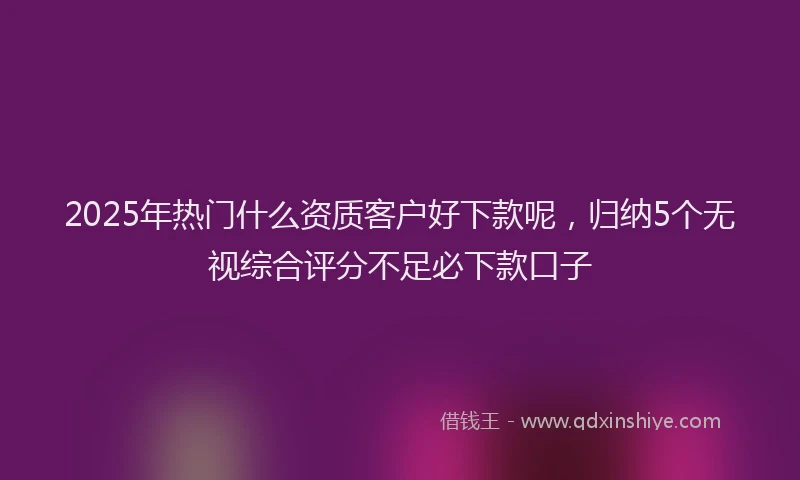 2025年热门什么资质客户好下款呢，归纳5个无视综合评分不足必下款口子