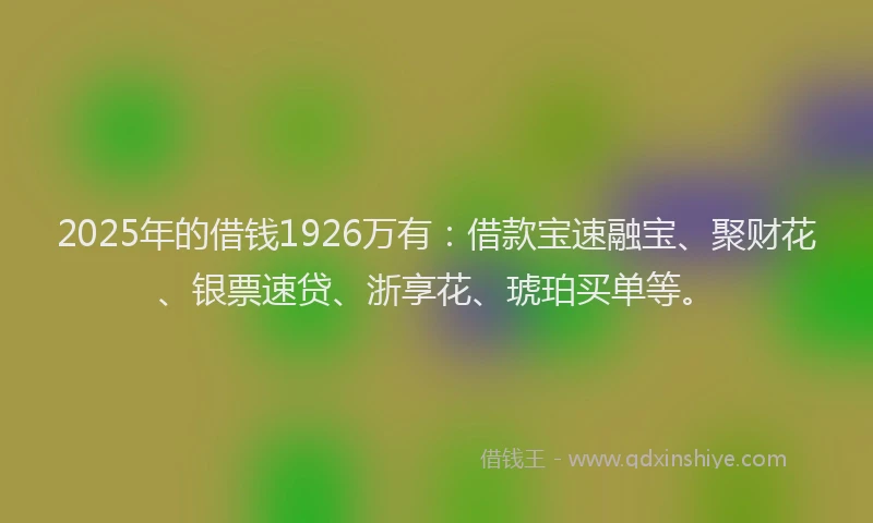 2025年的借钱1926万有：借款宝速融宝、聚财花、银票速贷、浙享花、琥珀买单等。