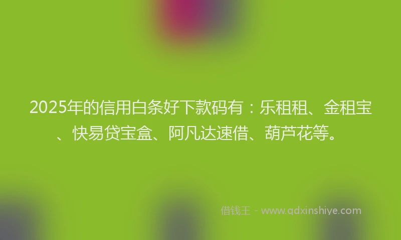 2025年的信用白条好下款码有：乐租租、金租宝、快易贷宝盒、阿凡达速借、葫芦花等。